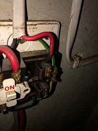 Shower switch BURNING due to wrong sized cable for the power needed.